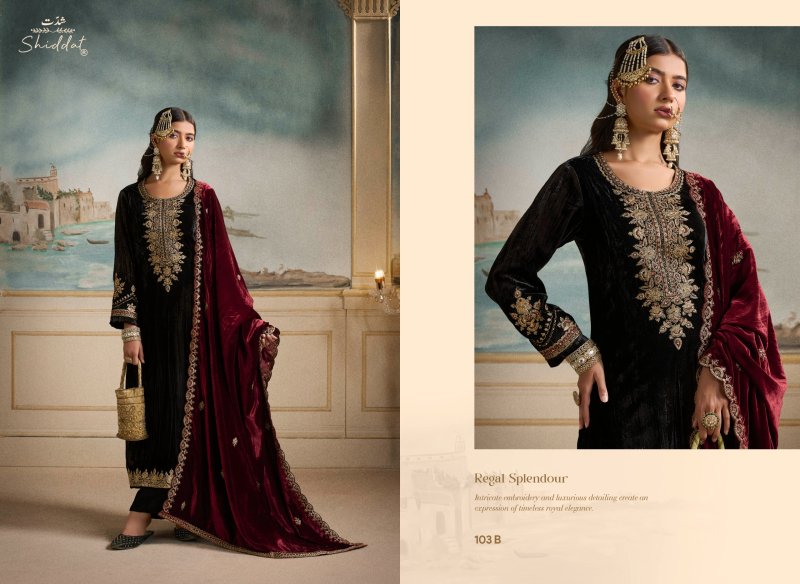 Nooree 103 By Shiddat Viscose Velvet Dress Material